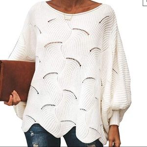 White Batwing Knit Sweater